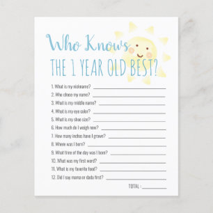 Sunshine Who Knows 1yo Best 1st Birthday Game