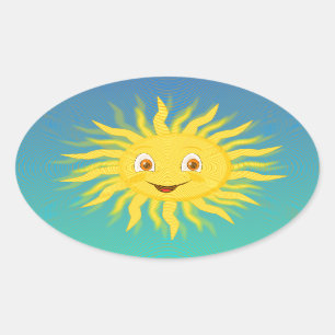 Sunshine With Circular Lines Oval Sticker
