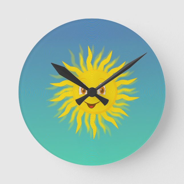 Sunshine With Circular Lines Round Clock (Front)