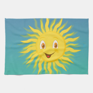 Sunshine With Circular Lines Tea Towel
