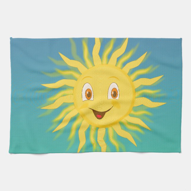 Sunshine With Circular Lines Tea Towel (Horizontal)