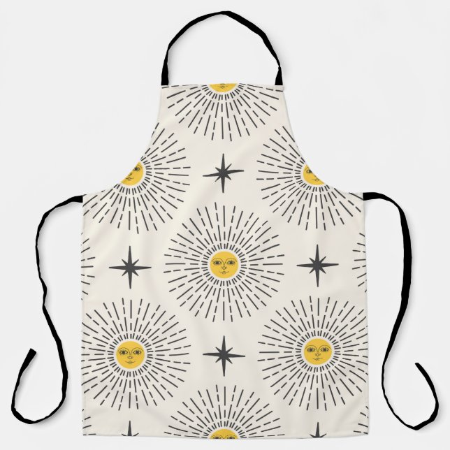 Sunshine with Face Celestial Seamless Pattern Apron (Front)