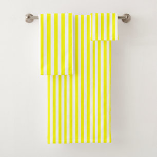 Sunshine Yellow and White Striped Bath Towel Set
