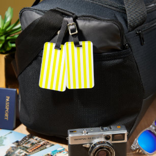 Sunshine Yellow and White Striped Print Luggage Tag