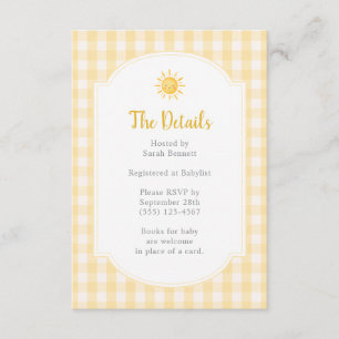Sunshine Yellow Baby Shower Details Enclosure Card