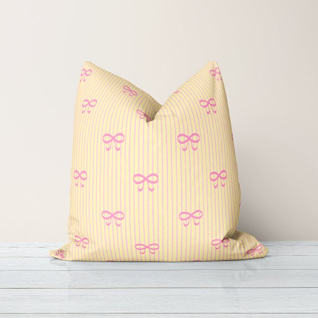 Sunshine Yellow Balletcore Ribbon Bows Cushion (Creator Uploaded)