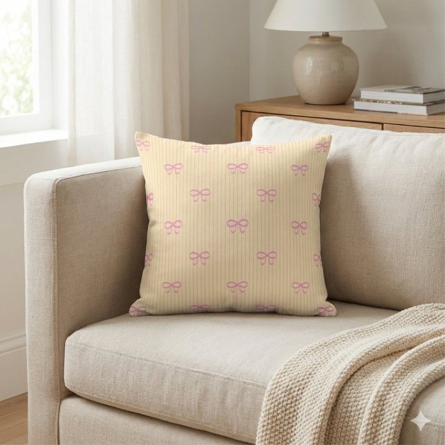 Sunshine Yellow Balletcore Ribbon Bows Cushion (Creator Uploaded)