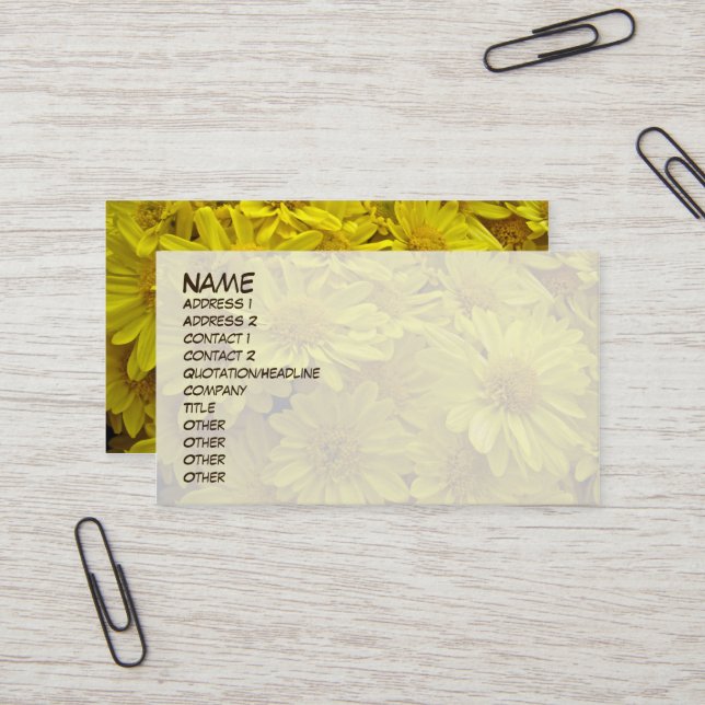 Sunshine Yellow Chrysanthemums Business Card (Front/Back In Situ)
