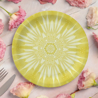 Sunshine Yellow Faux Tulle Design Paper Plate