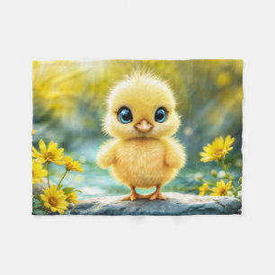 Sunshine yellow fluffy chicken blue - eyed bird fleece blanket
