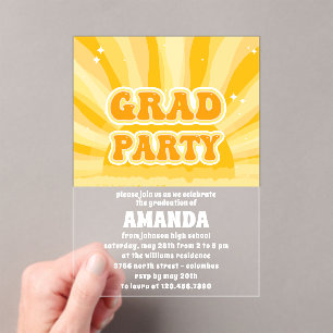 Sunshine Yellow Graduation Party Acrylic Invitations