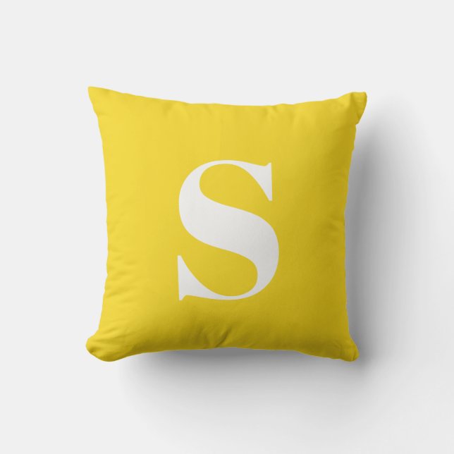 Sunshine Yellow Initial Monogrammed Outdoor Pillow (Front)