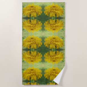 Sunshine Yellow Marigolds Floral Beach Towel