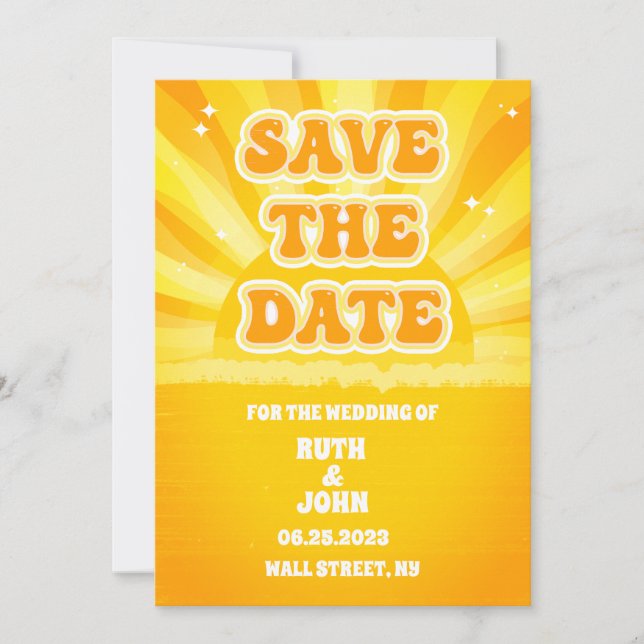 Sunshine Yellow Non Photo Wedding Save the Date (Front)