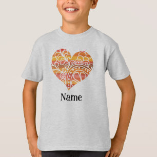 Sunshine Yellow Orange Mandala Heart Customised T-Shirt