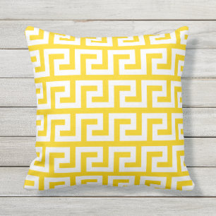 Sunshine Yellow Outdoor Pillows Greek Pattern