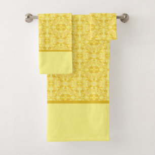 Sunshine Yellow Pattern Bath Towel Set