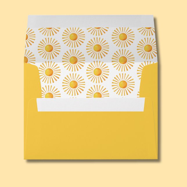 Sunshine Yellow Pattern Envelope (Sunshine yellow lined envelope)