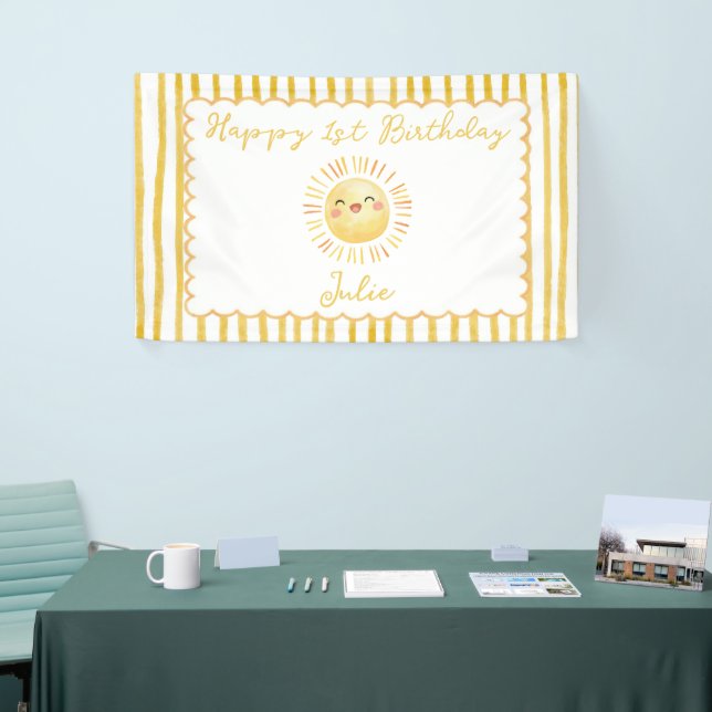 Sunshine Yellow Stripes Birthday Banner (Tradeshow)