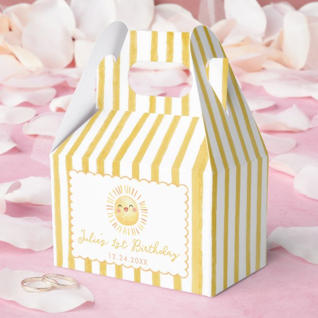 Sunshine Yellow Stripes Birthday Favour Box (Wedding)