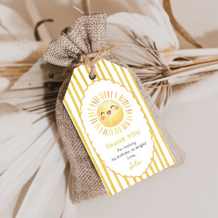 Sunshine Yellow Stripes Birthday Gift Tags