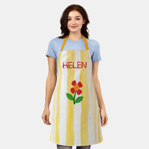 Sunshine Yellow Stripes, BoHo Flower Apron