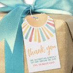 Sunshine Yellow Sun Baby Gift Tags<br><div class="desc">Boho Sunshine Sun Thank You Gift Tags. This "Thank You" favour tag is a cheerful and vibrant way to express gratitude, featuring a bright sun at the top with "Thank You" in flowing script beneath it. A short note of appreciation, along with the family name, completes the design, making it...</div>