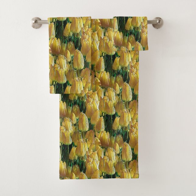 Sunshine Yellow Tulips Bath Towel Set (Insitu)