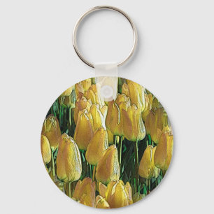 Sunshine Yellow Tulips Key Ring