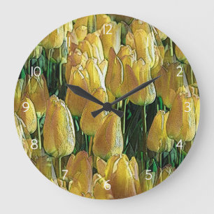 Sunshine Yellow Tulips Large Clock