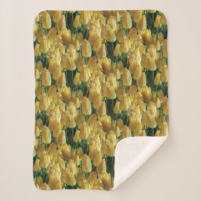 Sunshine Yellow Tulips Sherpa Blanket (Front)