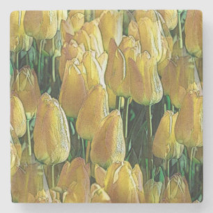 Sunshine Yellow Tulips Stone Coaster
