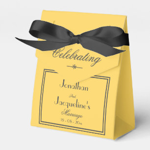 Sunshine Yellow Wedding Chic Black Names Elegant  Favour Box
