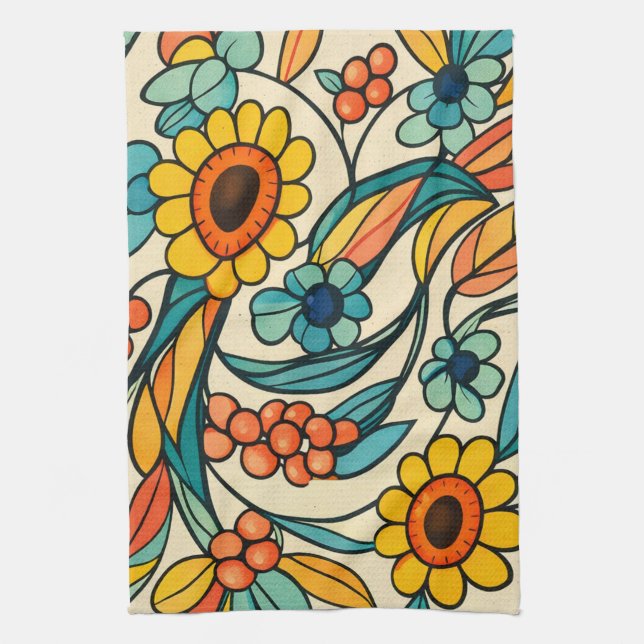 Sunstream Bloom Tea Towel (Vertical)
