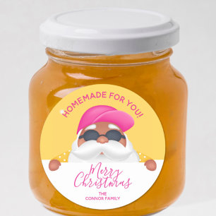 Suntan Santa Christmas Homemade Holiday Baking Classic Round Sticker