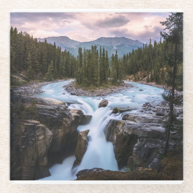 Sunwapta Falls |  Jasper National Park Glass Coaster (Front)