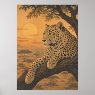 Sunward III — Leopard at Sunset Poster