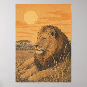 Sunward IV — Lion at Sunset Poster