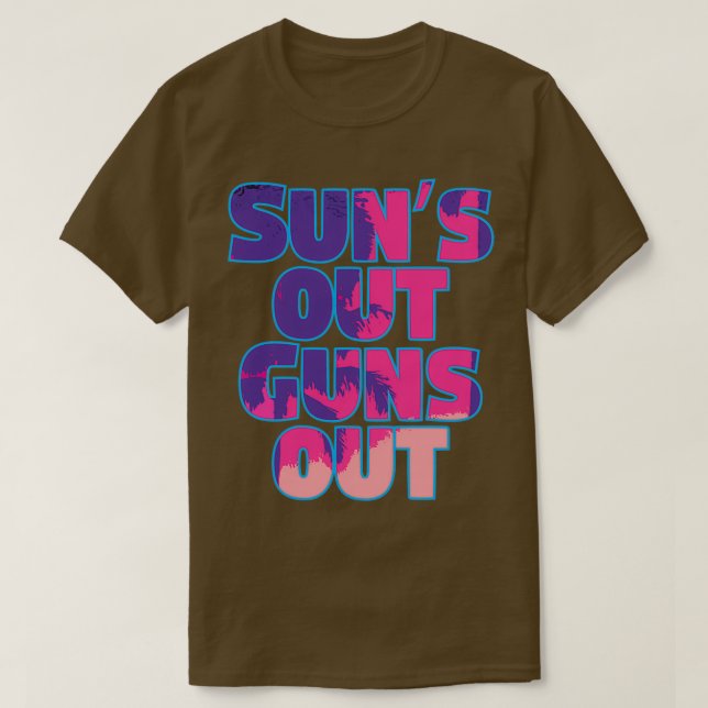 SUNx27S OUT GUNS OUT Outline T-Shirt (Design Front)