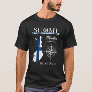 Suomi Finland Adventure Is Out There Finnish Flag T-Shirt