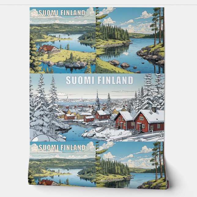 Suomi Finland Nature Illustrations Wallpaper (Unrolling)