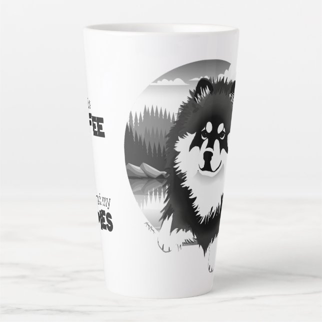 SUOMI- Finnish Lapphund latte mug with text (Front)