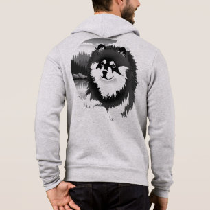 SUOMI- Finnish Lapphund zippered -front/back art Hoodie