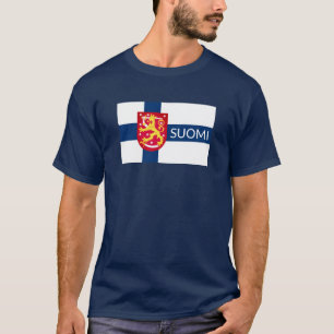 Suomi Flag with superimposed coat of arms T-Shirt