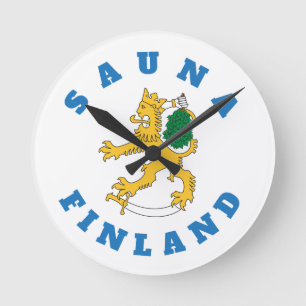 Suomileijona - Sauna Finland - seinäkello Round Clock
