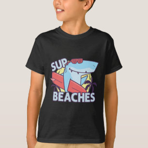 Sup Beaches Retro Surfing Shark Sea Animals Summer T-Shirt