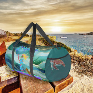 SUP Girl Personalised Tropical Sea Friends Duffle Bag