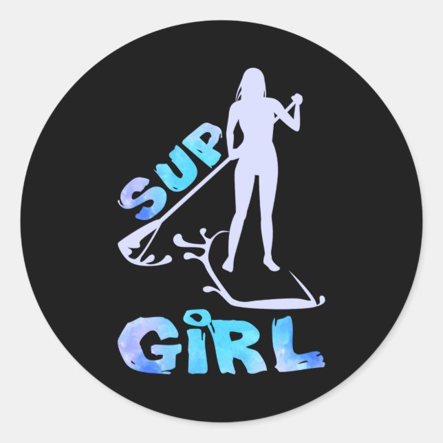 SUP Girl SUP Paddle Board Classic Round Sticker (Front)