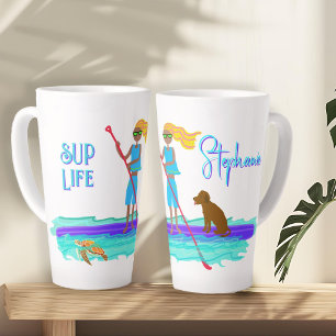 SUP Life Illustrated Girl n Dog Latte Mug