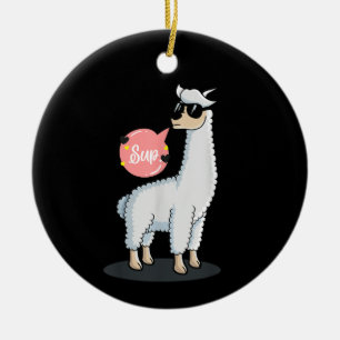 Sup No Drama Llama Animal Lover Awesome Funny Cute Ceramic Tree Decoration